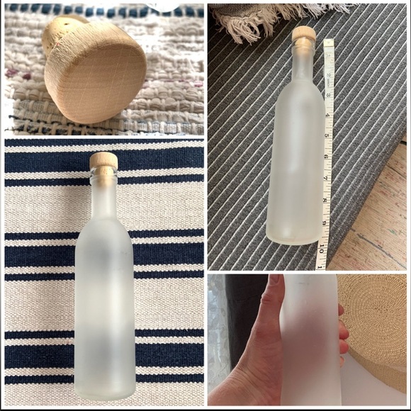 Frosted Glass Bottle With Wood Cork / White Frosted Glass Bottle / Glass Bottle - Picture 3 of 12